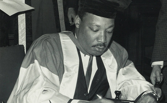 Martin Luther King Jr at his graduation at Newcastle University